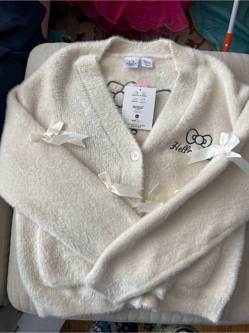 Hello Kitty Ivory Ribbon-Accent Women's Cardigan